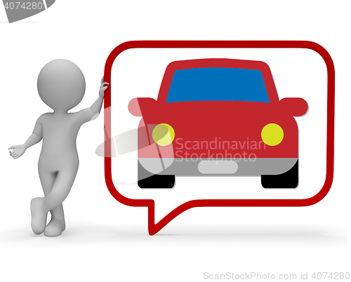 Image of Car Speech Bubble Shows Communication Gossip 3d Rendering