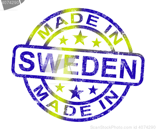 Image of Made In Sweden Stamp Shows Swedish Product Or Produce