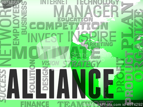 Image of Alliance Words Represents Partner Teamwork And Network