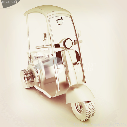 Image of scooter. 3D illustration. Vintage style.