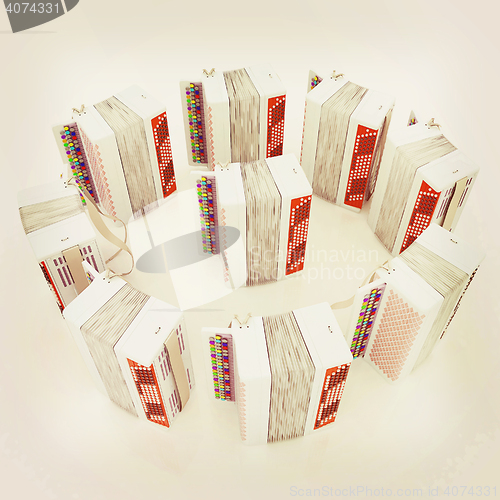 Image of Musical instruments - bayans. 3D illustration. Vintage style.