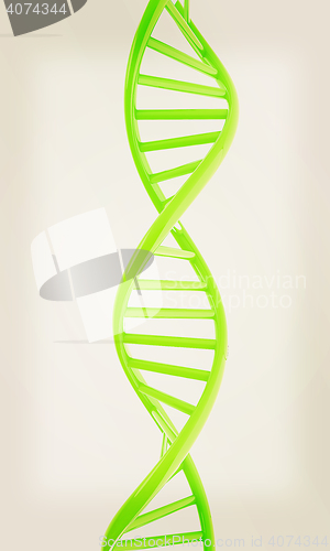 Image of DNA structure model on white. 3D illustration. Vintage style.