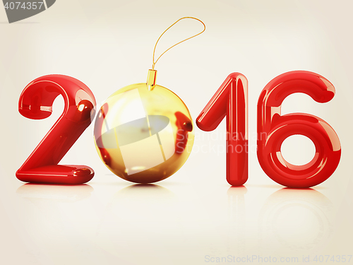 Image of Happy new 2016 year. 3D illustration. Vintage style.