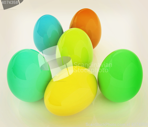 Image of Colored Eggs on a white background. 3D illustration. Vintage sty