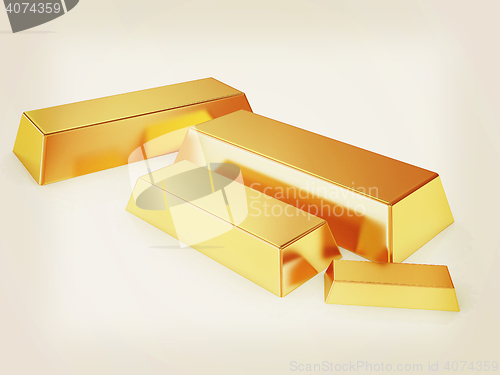 Image of gold bars. 3D illustration. Vintage style.