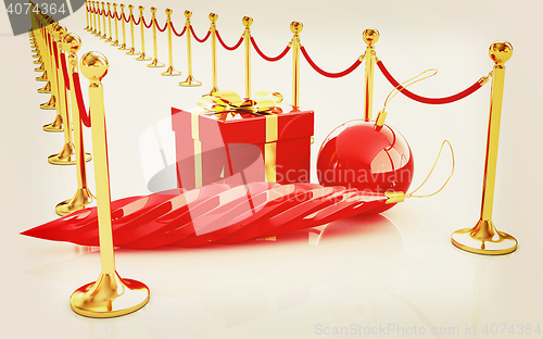 Image of Beautiful Christmas gifts on New Year\'s path to the success. 3D 