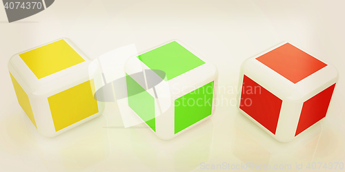 Image of Abstract colorfull blocks 3d. 3D illustration. Vintage style.