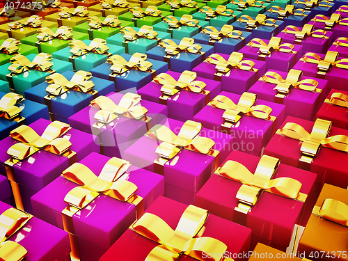 Image of colorful gifts box. 3D illustration. Vintage style.