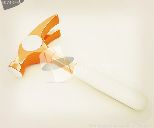 Image of Hammer on white background . 3D illustration. Vintage style.