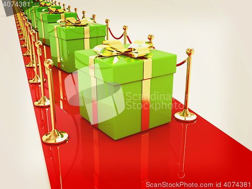 Image of Beautiful Christmas gifts on New Year\'s path to the success. 3D 