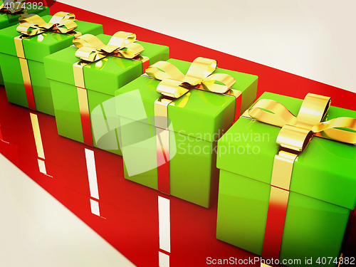 Image of gifts box. 3D illustration. Vintage style.