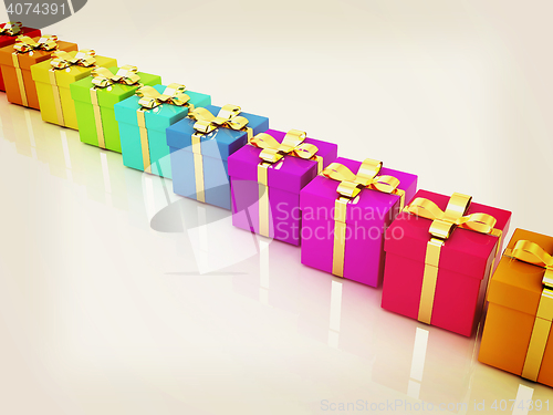 Image of colorful gifts box. 3D illustration. Vintage style.