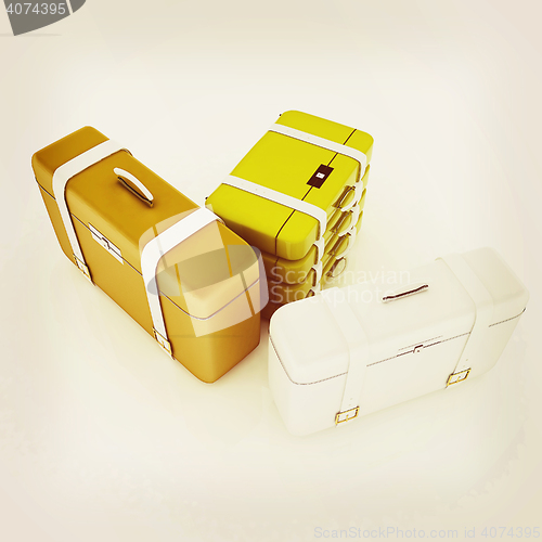 Image of travel bags on white . 3D illustration. Vintage style.