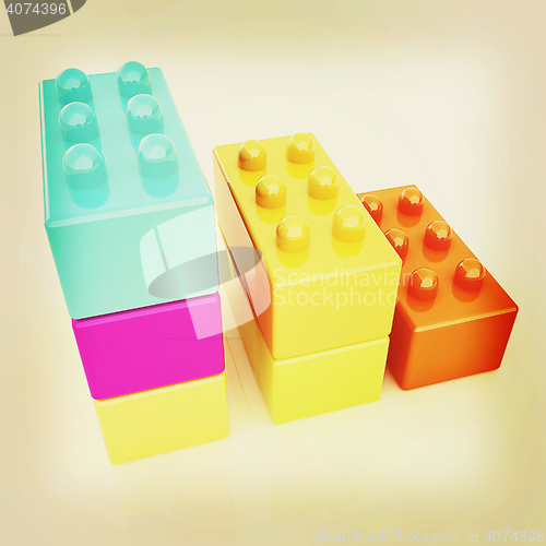 Image of Building blocks efficiency concept on white . 3D illustration. V