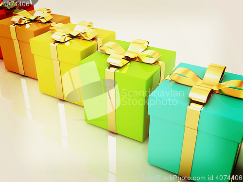 Image of colorful gifts box. 3D illustration. Vintage style.