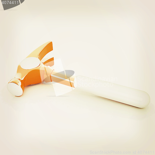 Image of Hammer on white background . 3D illustration. Vintage style.