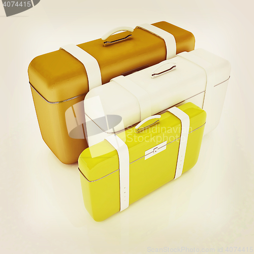 Image of travel bags on white . 3D illustration. Vintage style.