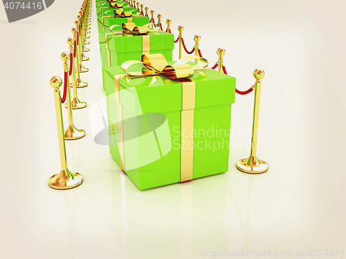 Image of Beautiful Christmas gifts on New Year\'s path to the success. 3D 