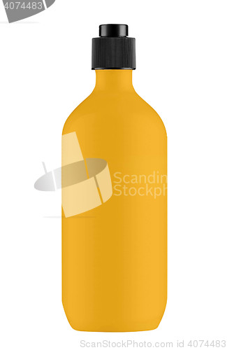 Image of orange plastic shampoo bottle