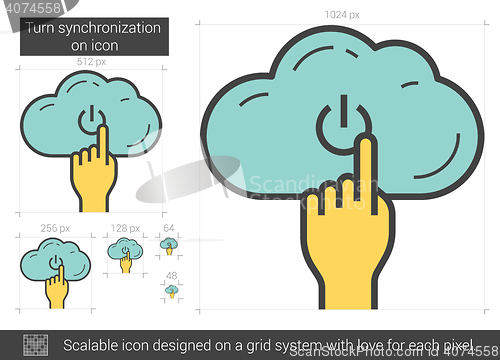 Image of Turn synchronization on line icon.