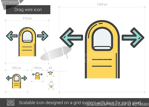 Image of Drag wire line icon.