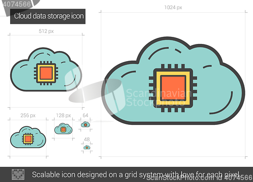 Image of Cloud data storage line icon.