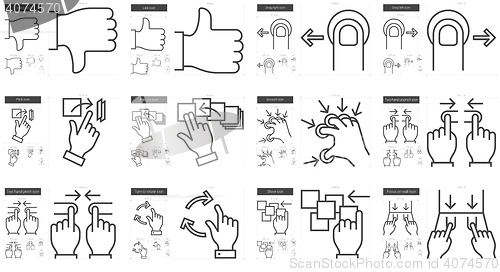 Image of Touch gestures line icon set.