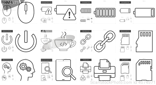 Image of Technology line icon set.