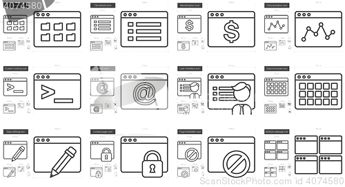 Image of Application line icon set.