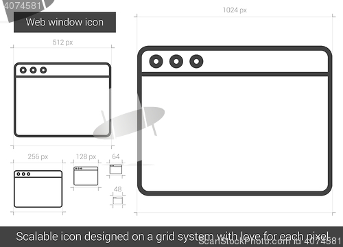 Image of Web window line icon.