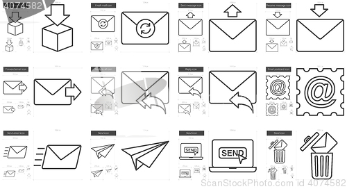 Image of Email line icon set.