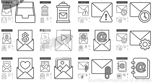 Image of Email line icon set.