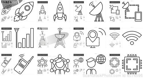 Image of Technology line icon set.