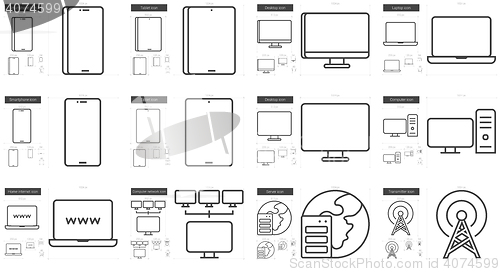 Image of Gadgets line icon set.