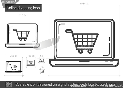 Image of Online shopping line icon.