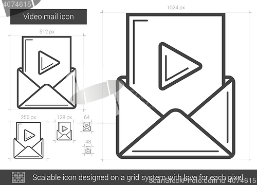 Image of Video mail line icon.