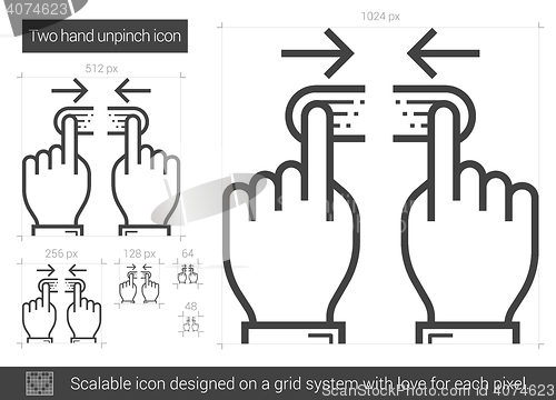 Image of Two hand unpinch line icon.