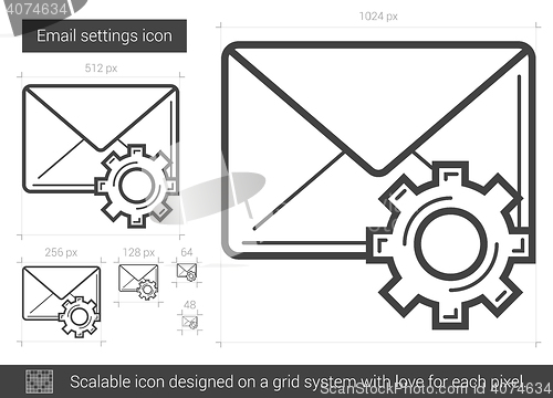 Image of Email settings line icon.