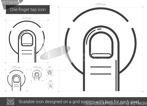 Image of One-finger tap line icon.