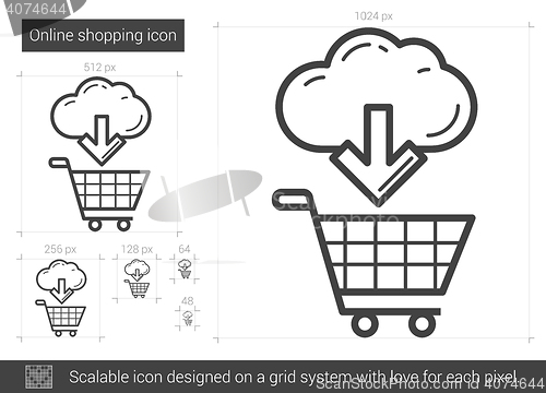 Image of Online shopping line icon.