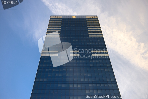 Image of Skyscrapers against blue sky