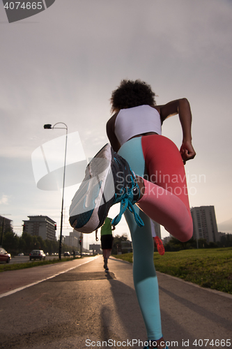 Image of multiethnic group of people on the jogging