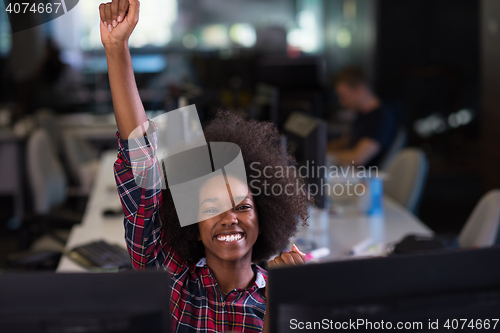 Image of portrait of a young successful African-American woman in modern 