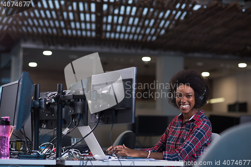 Image of portrait of a young successful African-American woman in modern 