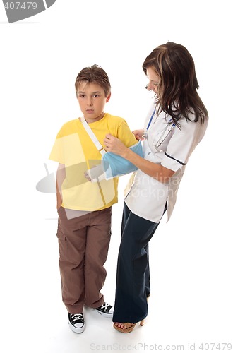 Image of Nurse assisting an injured boy