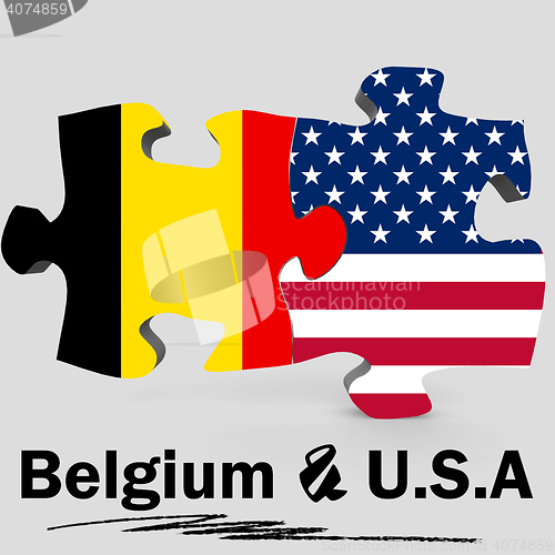 Image of USA and Belgium flags in puzzle 