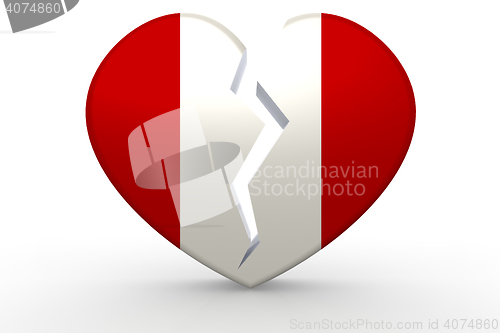 Image of Broken white heart shape with Peru flag