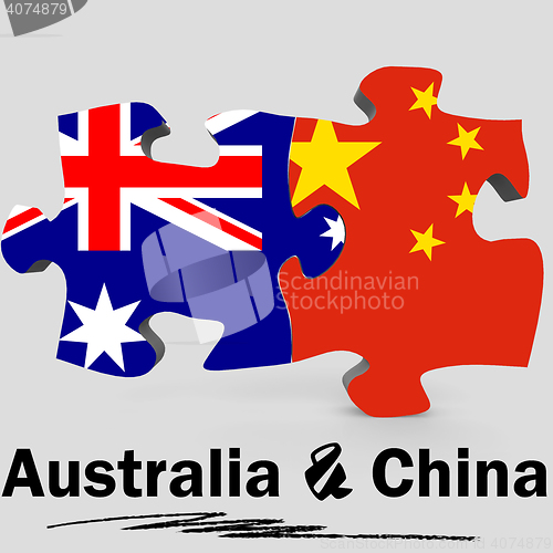 Image of China and Australia flags in puzzle 