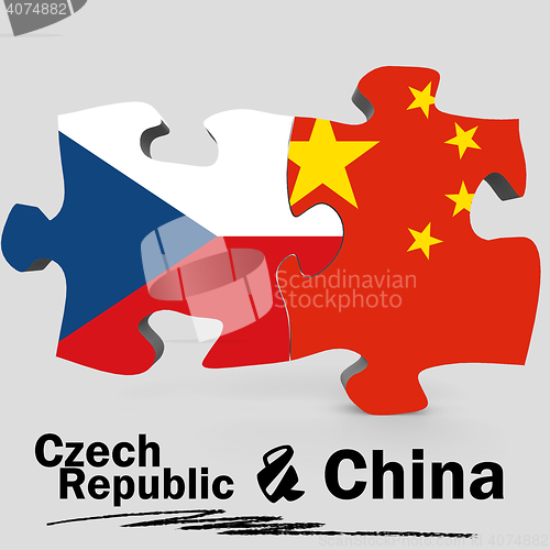 Image of China and Czech Republic flags in puzzle 