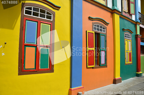 Image of Colorful facade of building in Little India, Singapore